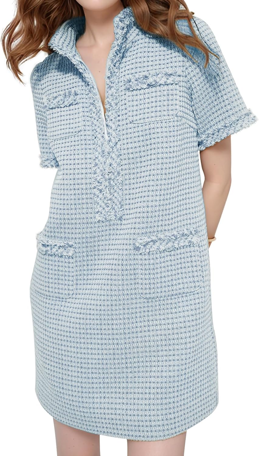 PEHMEA Women's Tweed Dress for Business Party Work Events