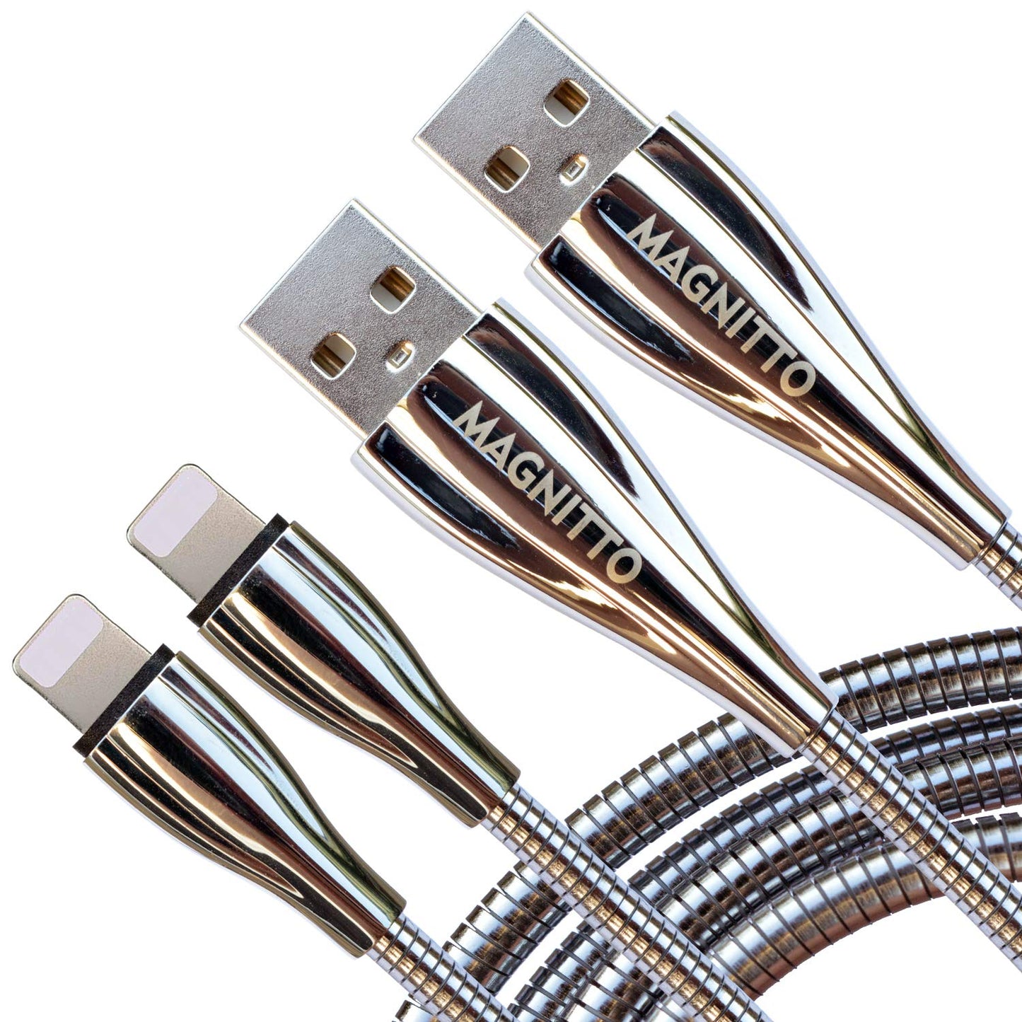 Metal Braided USB Fast Charging Cable - Durable 6ft 2pack