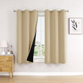 Beige Blackout Curtains 42 x 63 in 2-Panel Set - Complete Light Block