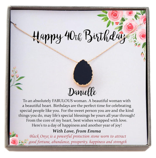 Be Wished 40th Birthday Gifts for Women with Poem Necklace