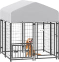 PawHut 4 ft x 4 ft x 4.5 ft Outdoor Dog Kennel - Covered Secure Run