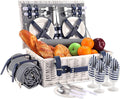 Picnic Basket for 4 Persons with Waterproof Blanket - Classic Wicker
