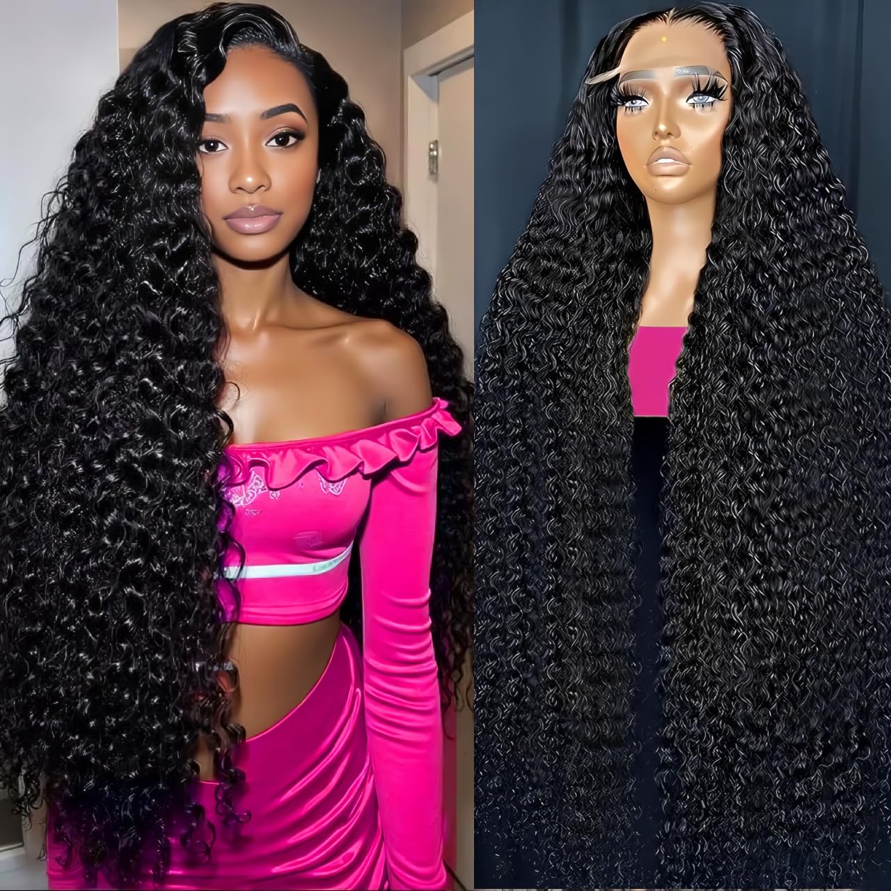 Tholap 30 Inch Deep Wave Lace Front Wigs Human Hair