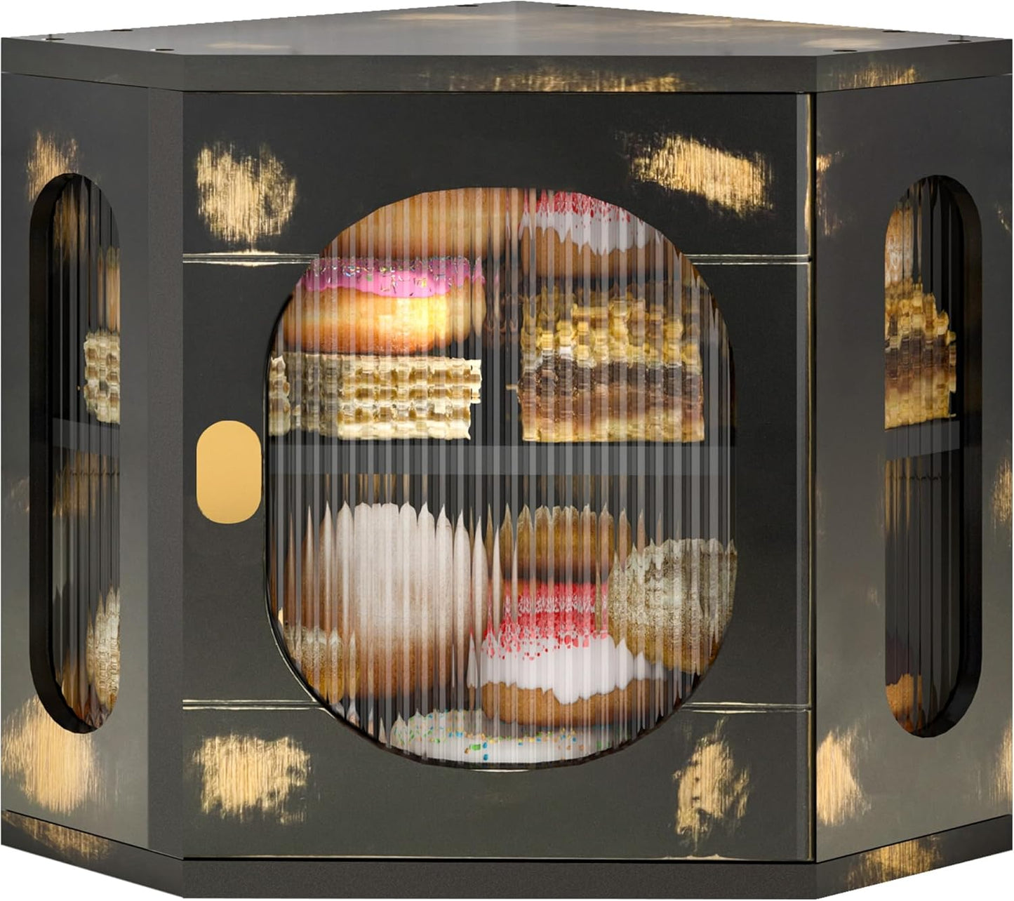 Corner Bread Box for Kitchen Countertop - Large Bamboo Storage