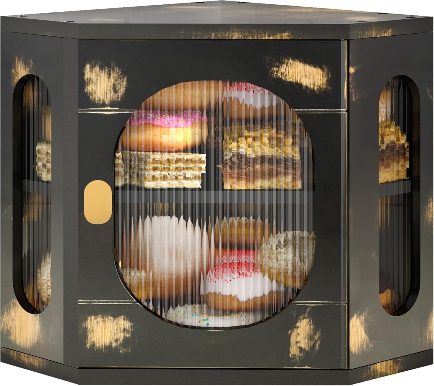 Corner Bread Box for Kitchen Countertop - Large Bamboo Storage