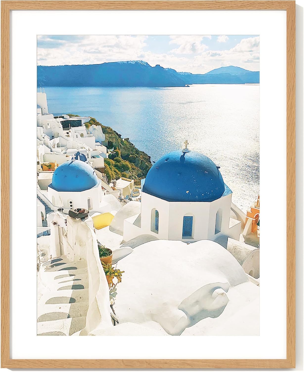 22x28 Picture Frame with Mat for 18x24, Solid Oak Wood Design