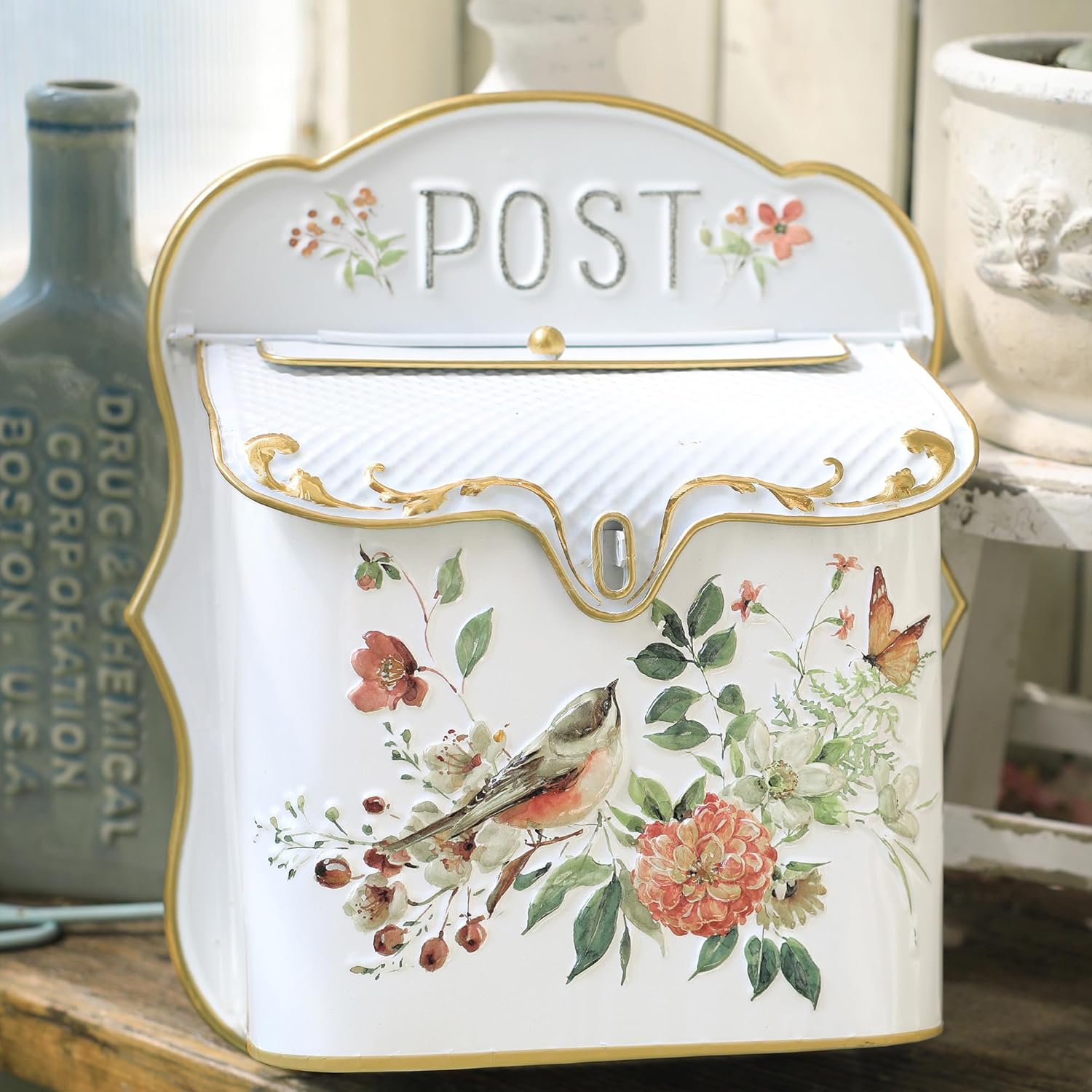 Vintage Metal Wall Mount Mailbox for House Outside Decor