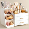 Makeup Organizer Large Capacity in White - 30+ Item Vanity Storage