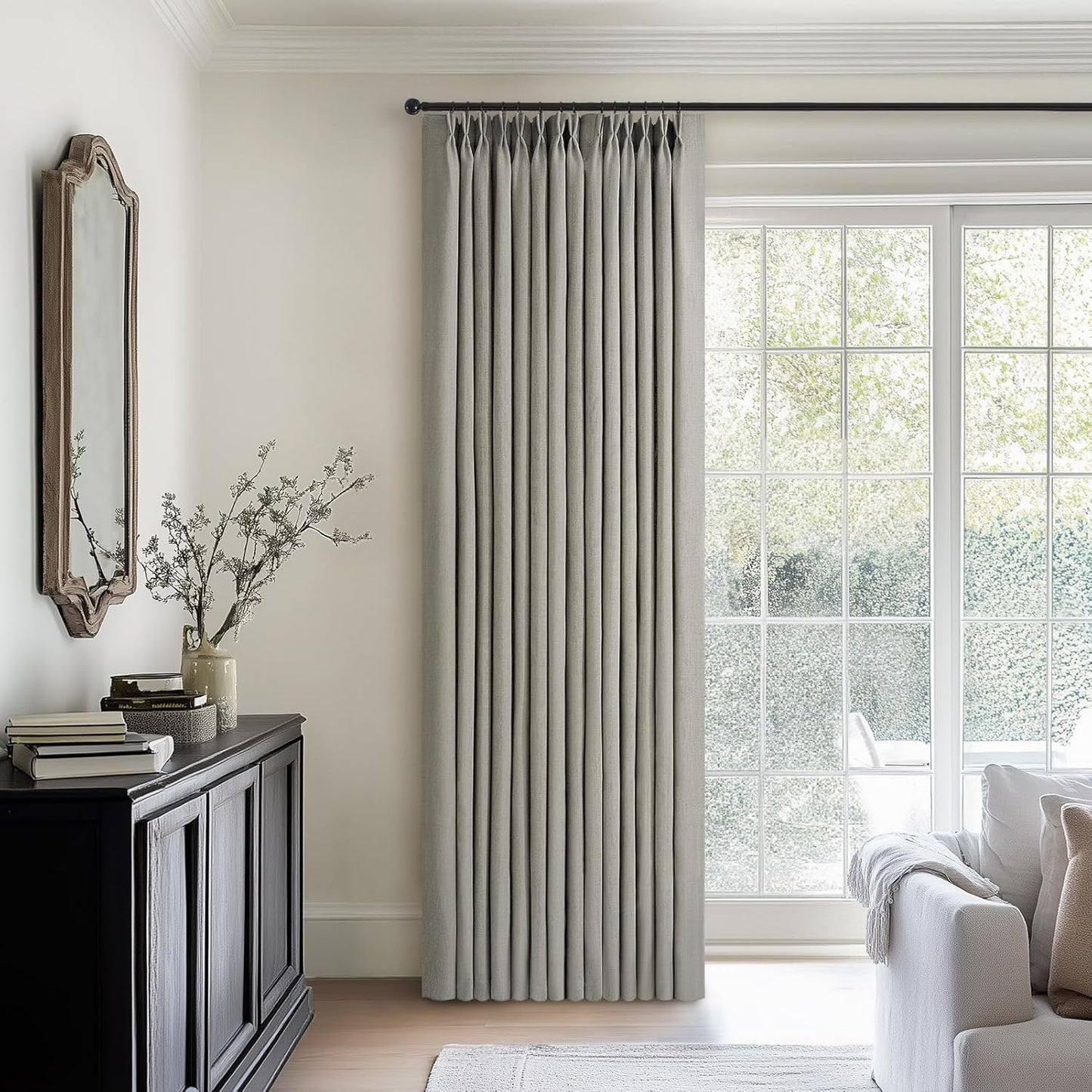 102 Inch Long Pinch Pleated Curtains for Living Room Decor