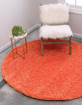 Solid Shag Area Rug 8ft Round - Plush Tiger Orange