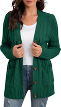 Women's Long Sleeve Loose Knit Cable Button Cardigan - Cozy Everyday