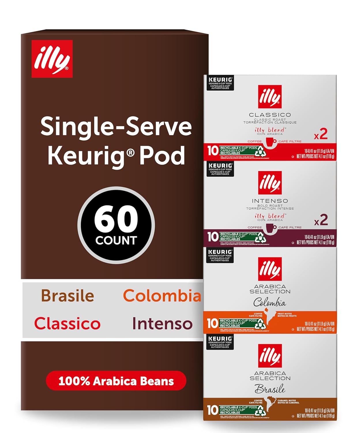 Illy Coffee K-Cups Variety Pack for Keurig - 10 Count Pods