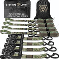 Ratchet Straps Tie Down Kit Incl. (4) Heavy Duty 1.6in x 15ft - Camo