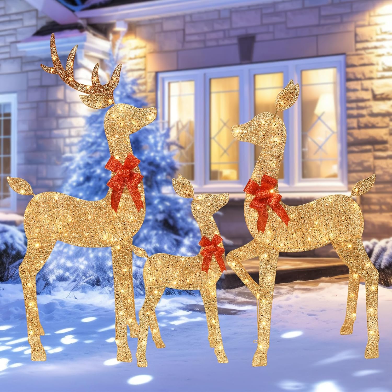 5 FT Oversized Lighted Reindeer Family Set for Christmas Display