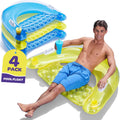 Pool Floats Adult Inflatable Chair Floats with Cup Holders - Set of 4