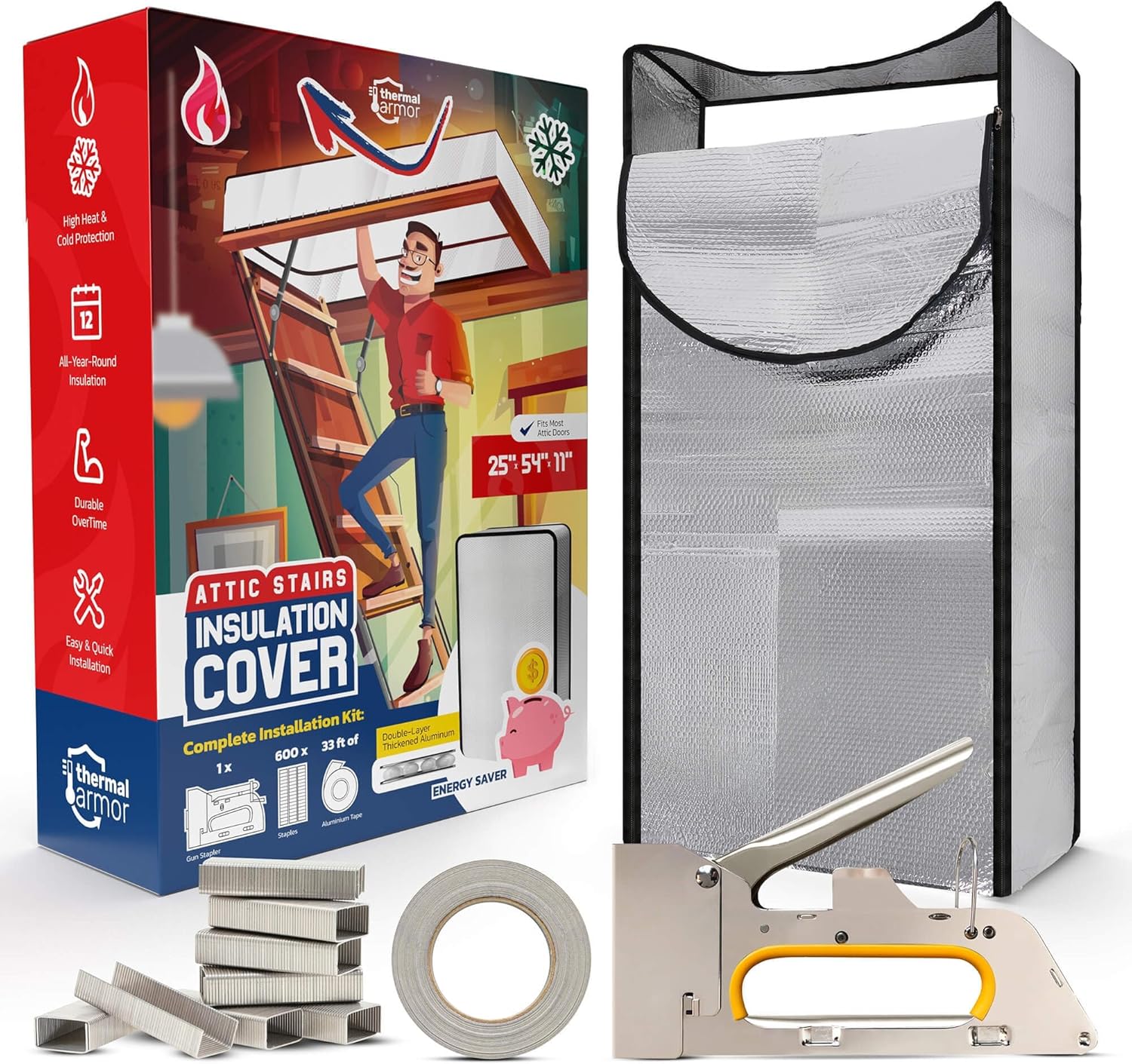 Efficient Attic Insulation: Thermal Armor 54''x25''x11'' Double Bubble - Energy Saver!