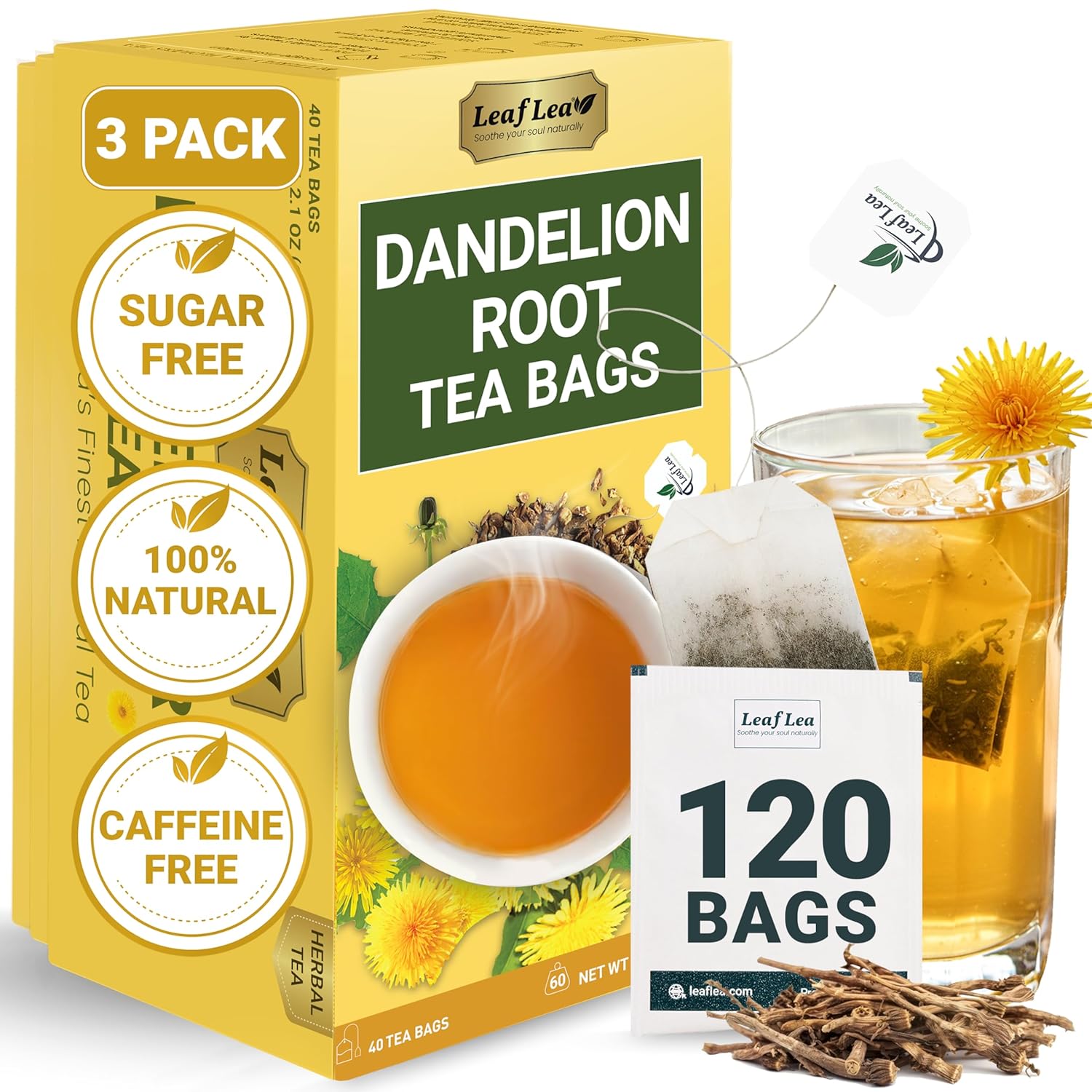 Dandelion Root Tea Bags for Healthy Digestion & Immune Function