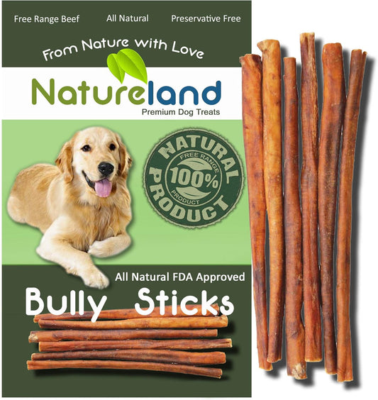 Natureland 6 Bully Sticks - All-Natural Beef Dog Chews 20 Pack