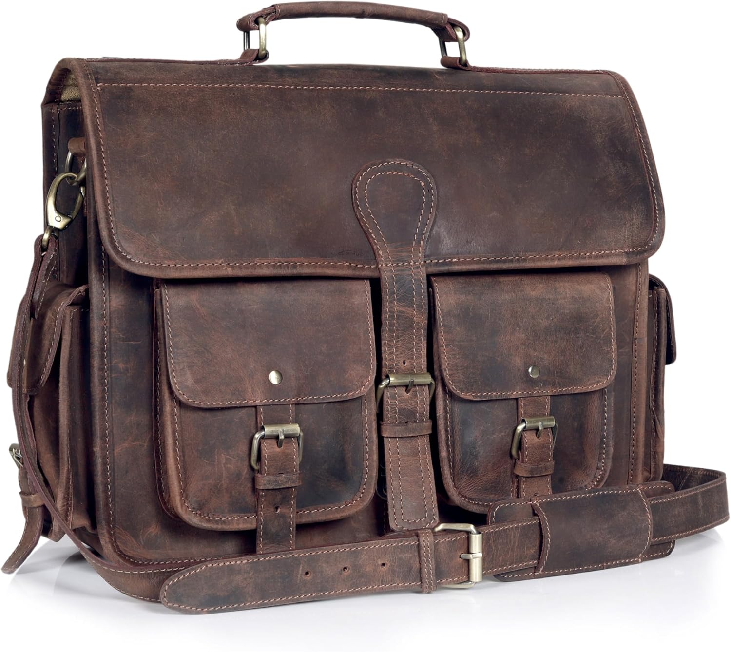 Handmade Leather Messenger Bag for Men, Vintage Style Satchel