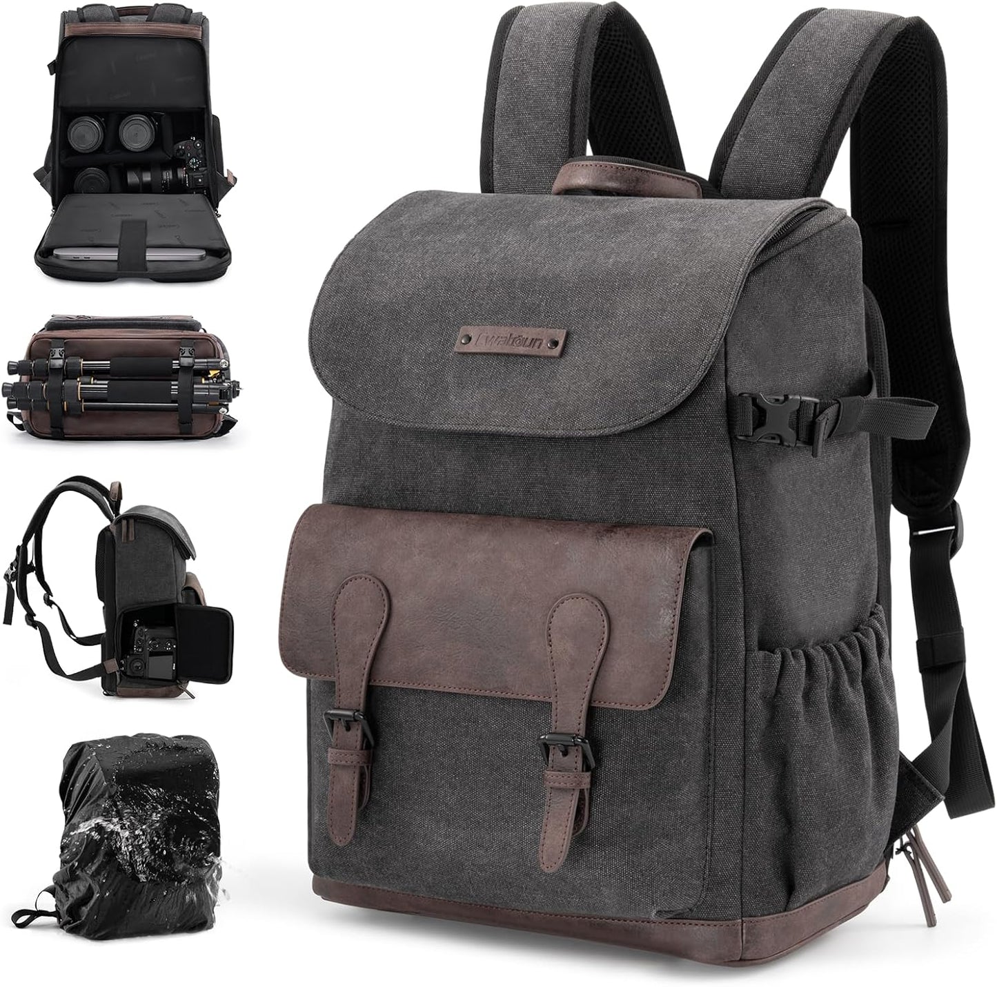 Cwatcun Canvas Camera Backpack for DSLR and SLR Photographers