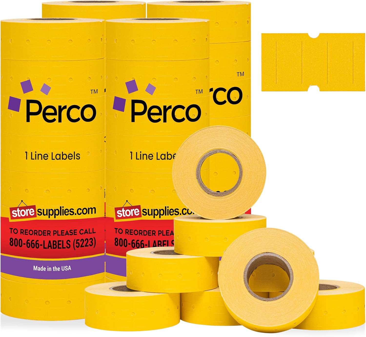 Perco 1 Line Yellow Labels - 32,000 Blank Price Labels