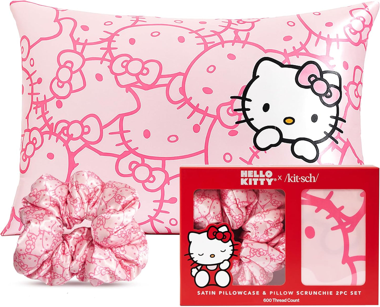 Kitsch Hello Kitty Satin Pillowcase Set for Luxurious Sleep