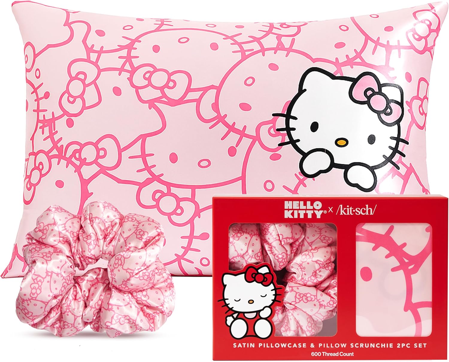 Kitsch Hello Kitty Satin Pillowcase Set for Luxurious Sleep