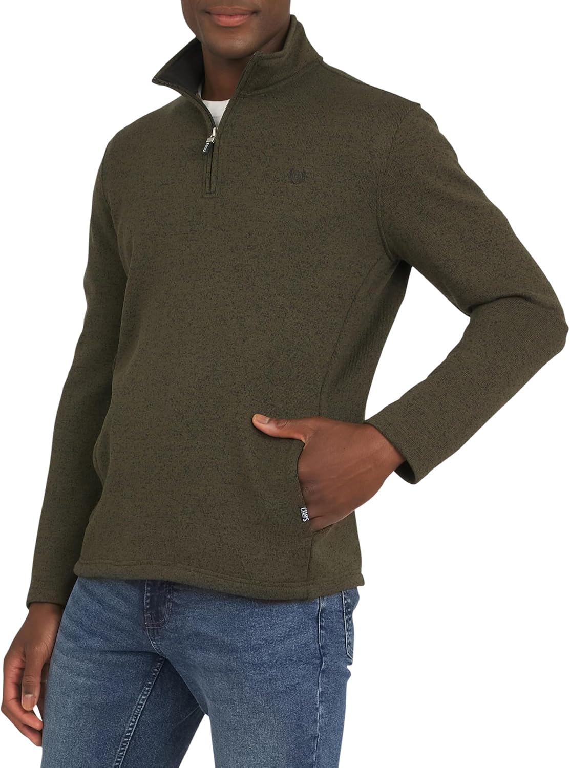 Chaps Men's Regular Fit Midweight Quarter Zip Fleece Pullover