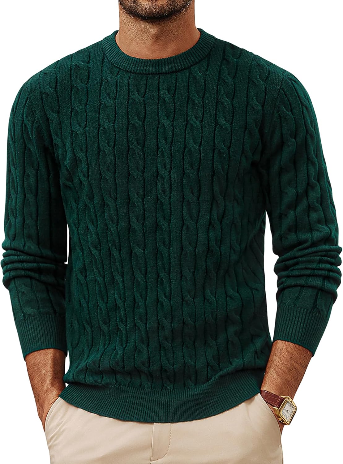 Stylish Cable Knit Pullover Sweater for Men - Versatile Fashion