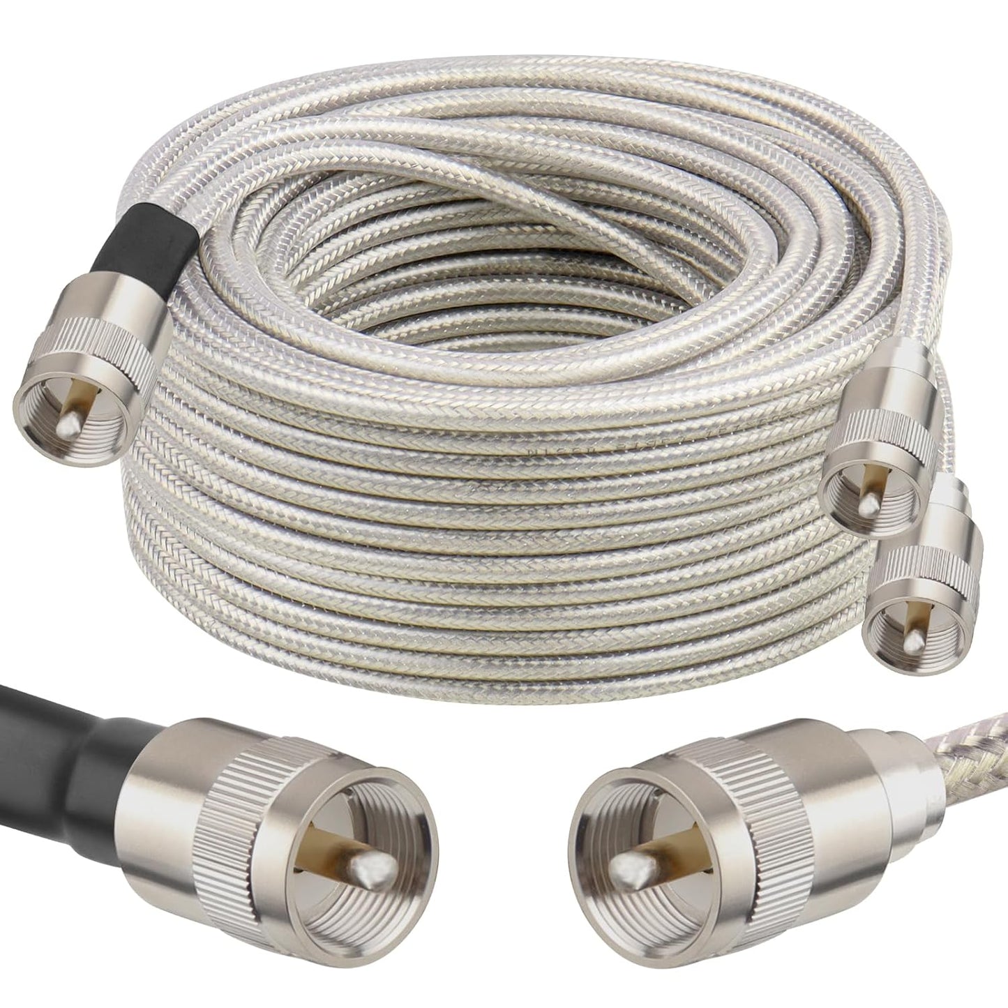 Dual CB Antenna Coax Cable 50FT with Low Loss RG8X Quality