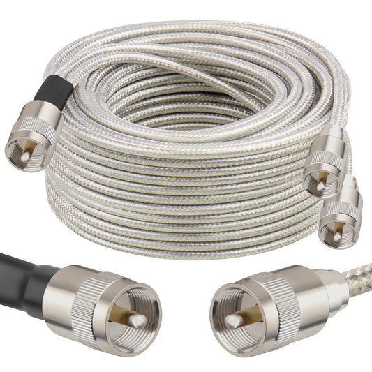 Dual CB Antenna Coax Cable 50FT with Low Loss RG8X Quality