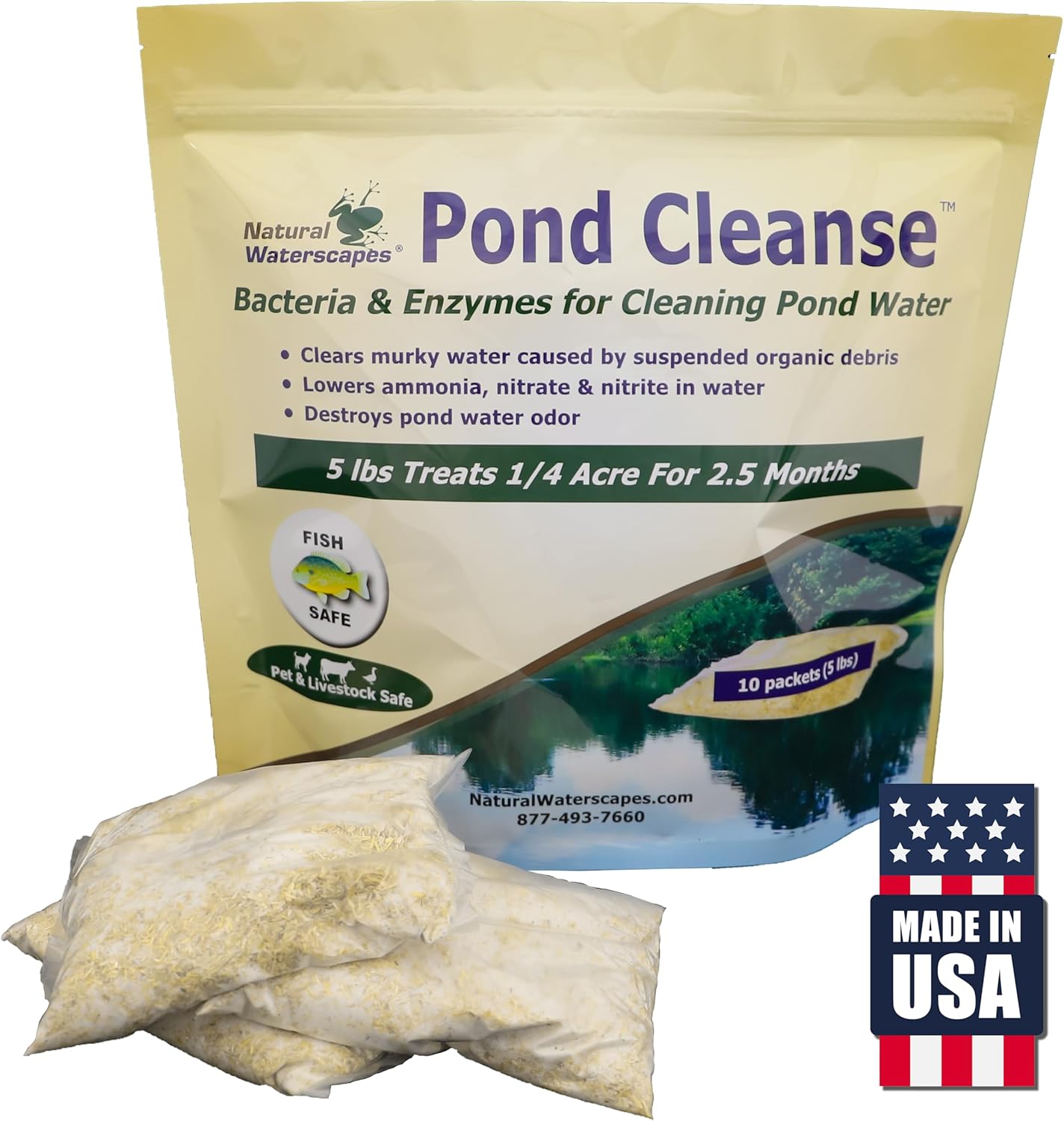 Pond Cleanse 5 lb Packets - Natural Water Clarifier for Ponds