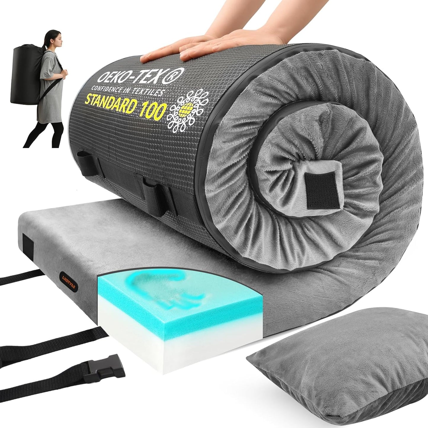 Memory Foam Camping Mattress Pad for Comfortable Sleep Anywhere