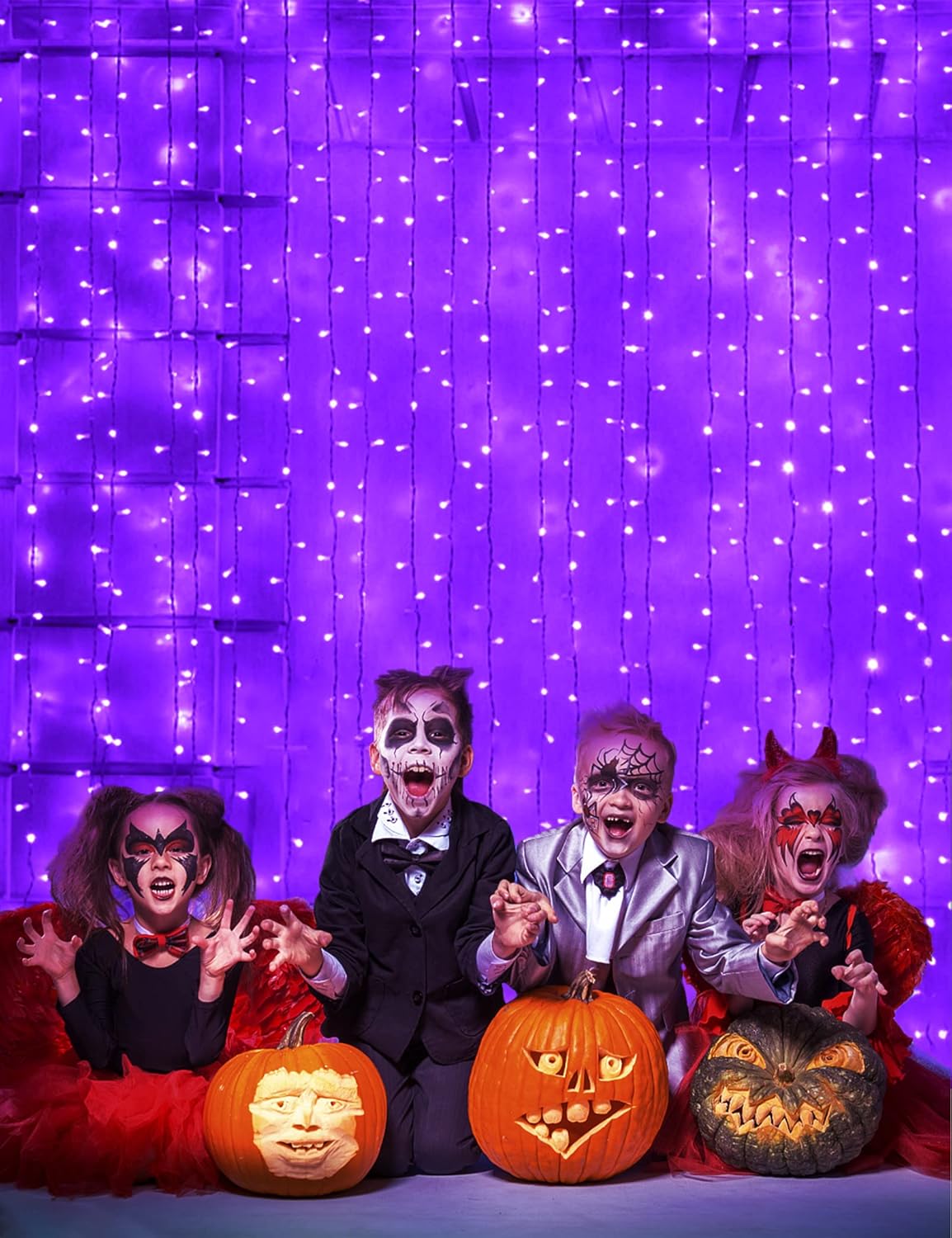 Suddus Purple Halloween Curtain Lights - Festive 200 LED Glow