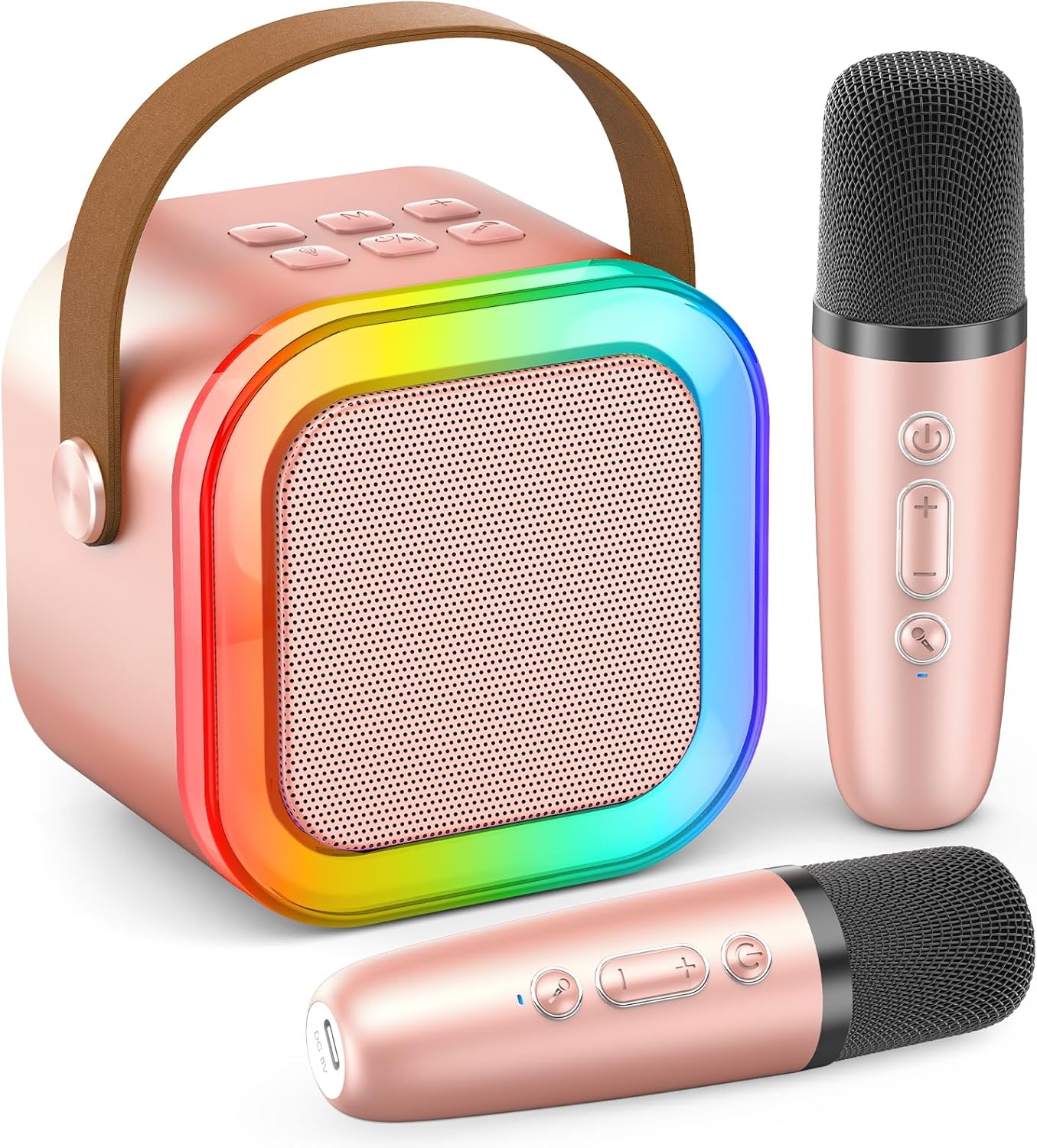 Wireless Karaoke Fun for All Ages - 2 Mics, Lights, Bluetooth - Peski