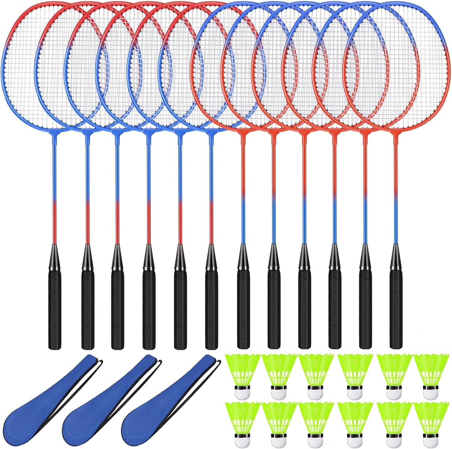 12 Pack Badminton Rackets Set for Outdoor Games and Fun
