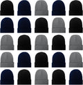 25 Pack Winter Beanie Hats Bulk for Men Women - Warm, Value Pack