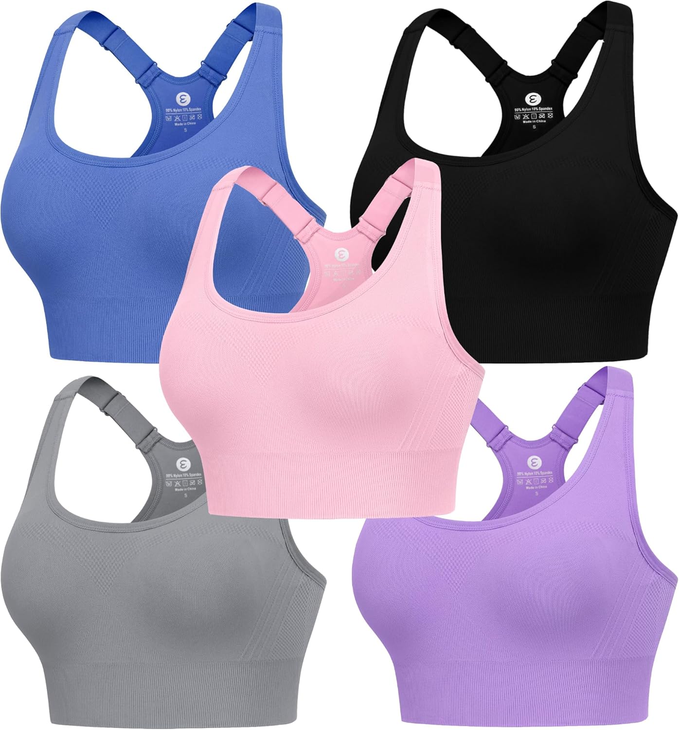 Evcute Adjustable Sports Bras for Women High Support 3/4 Pack