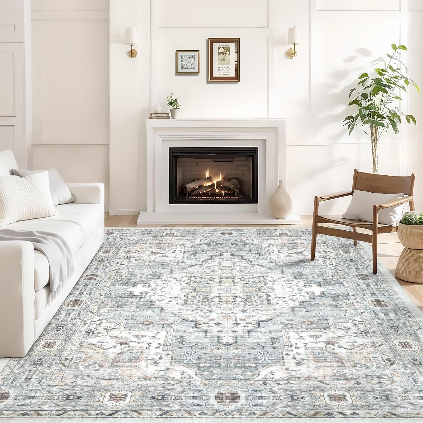 Vintage Floral Area Rug 912 Washable Soft Non Slip Carpet
