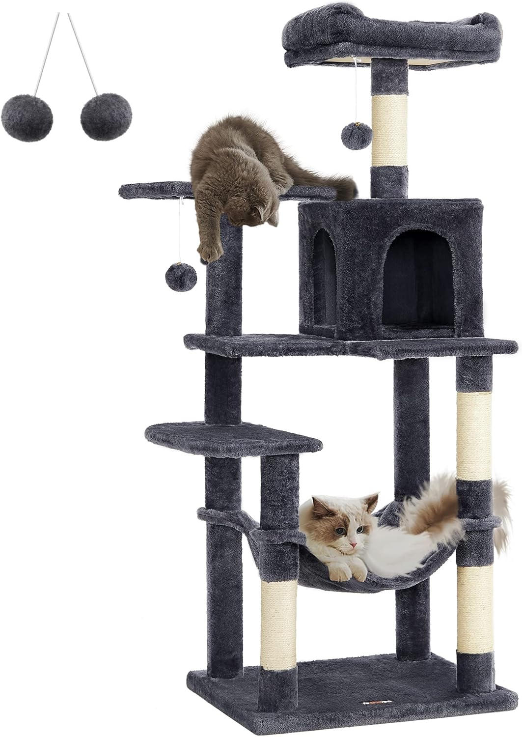 Feandrea Cat Tree 56.3-Inch Multi-Level Cat Tower for Cats