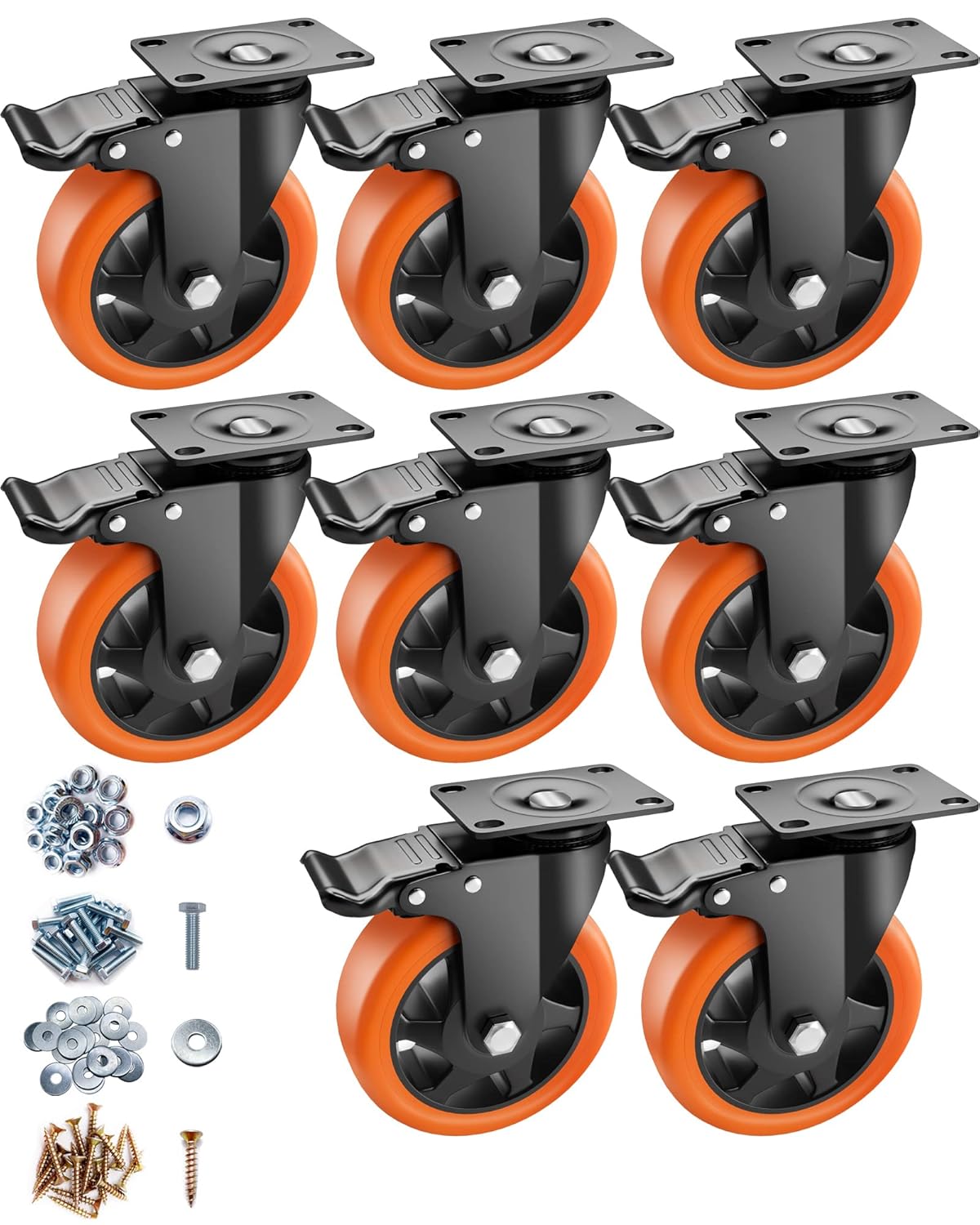 5 Inch Heavy Duty Caster Wheels Set of 8 for Furniture and Workbench