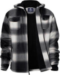 Men's Sherpa Lined Flannel Hoodie Jacket - Heavy Fleece Warmth