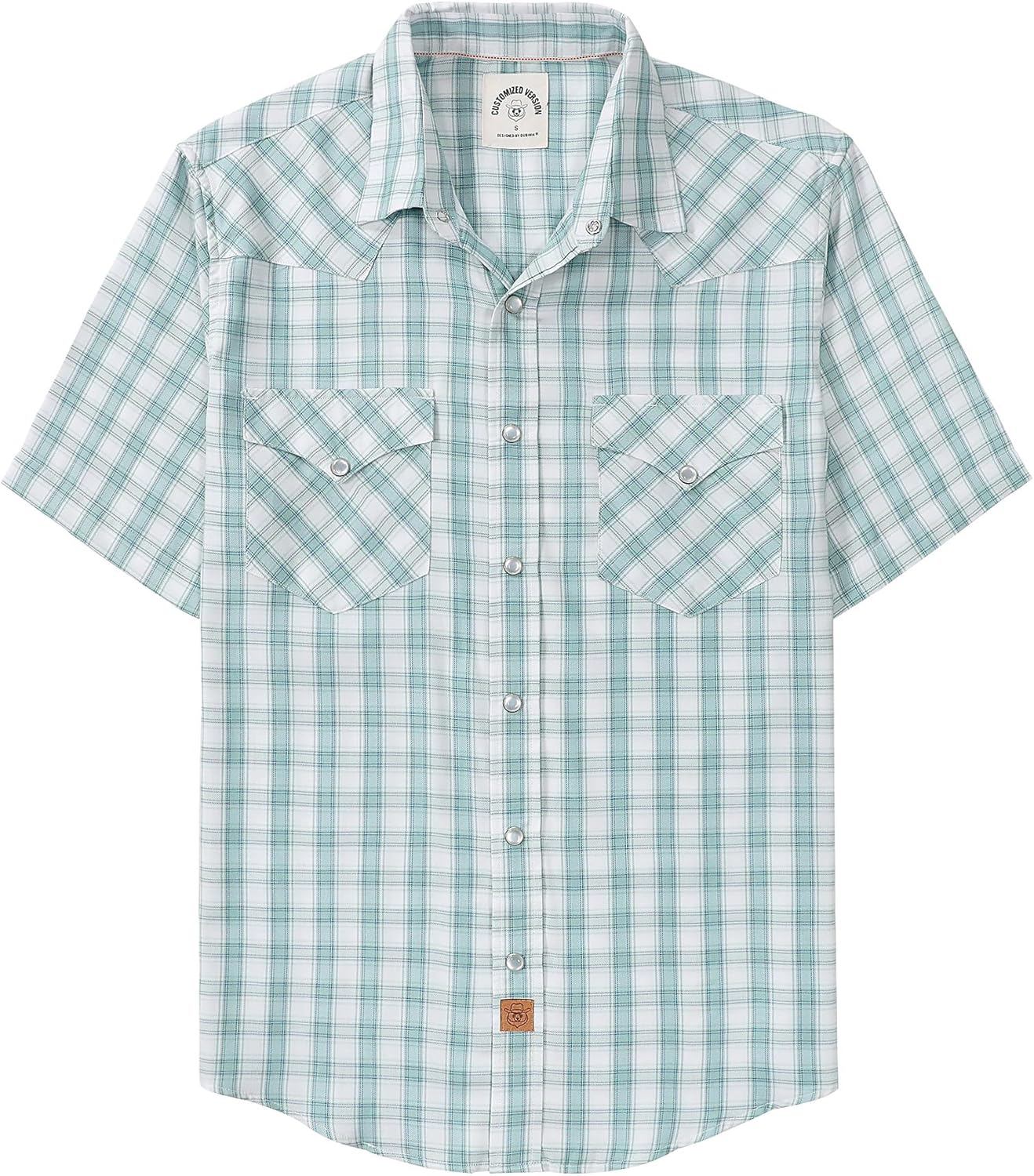 Stylish Mens Short Sleeve Western Cowboy Plaid Snap Shirts