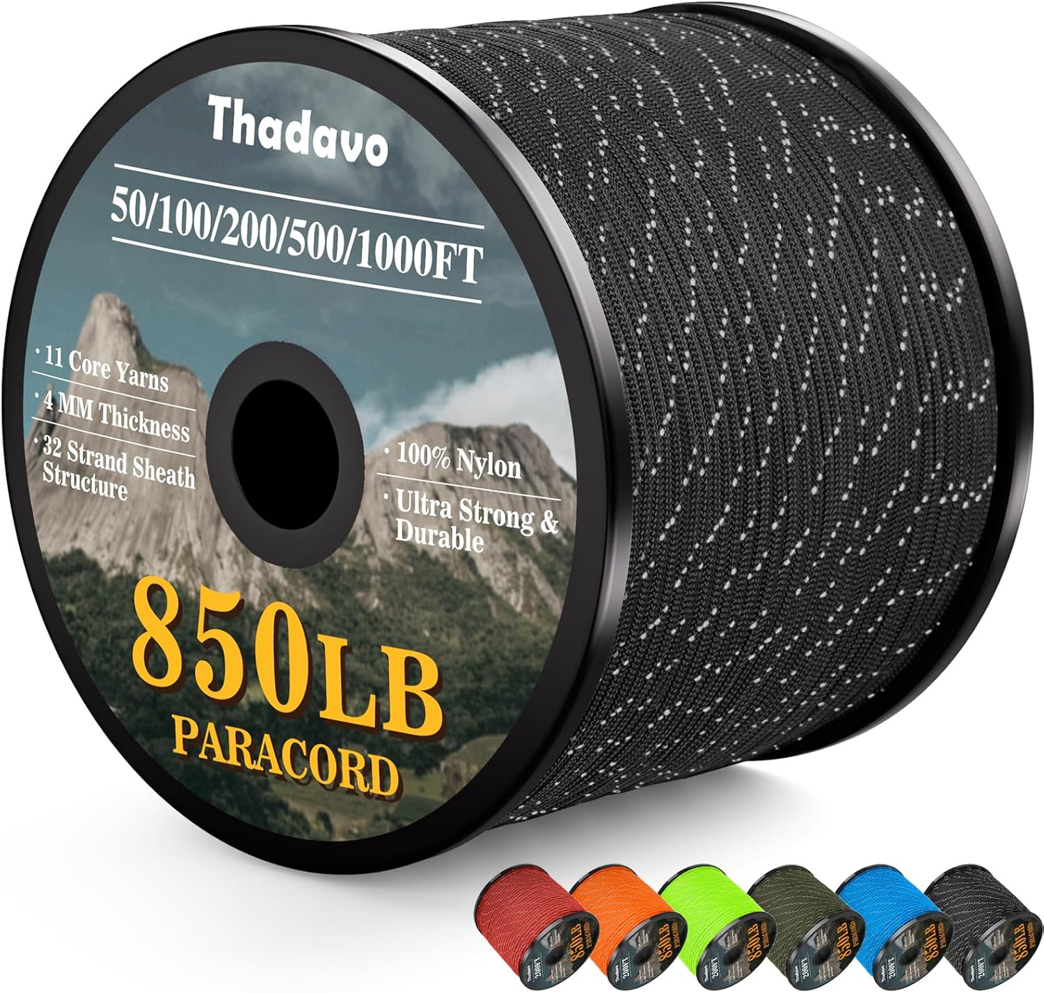 Reflective Paracord Rope 850Ib for Camping and DIY Projects