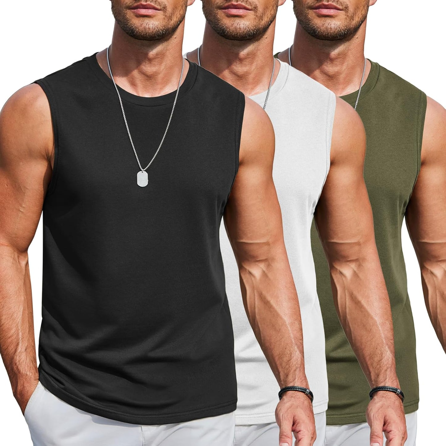 COOFANDY 3 Pack Soft Cotton Tank Tops