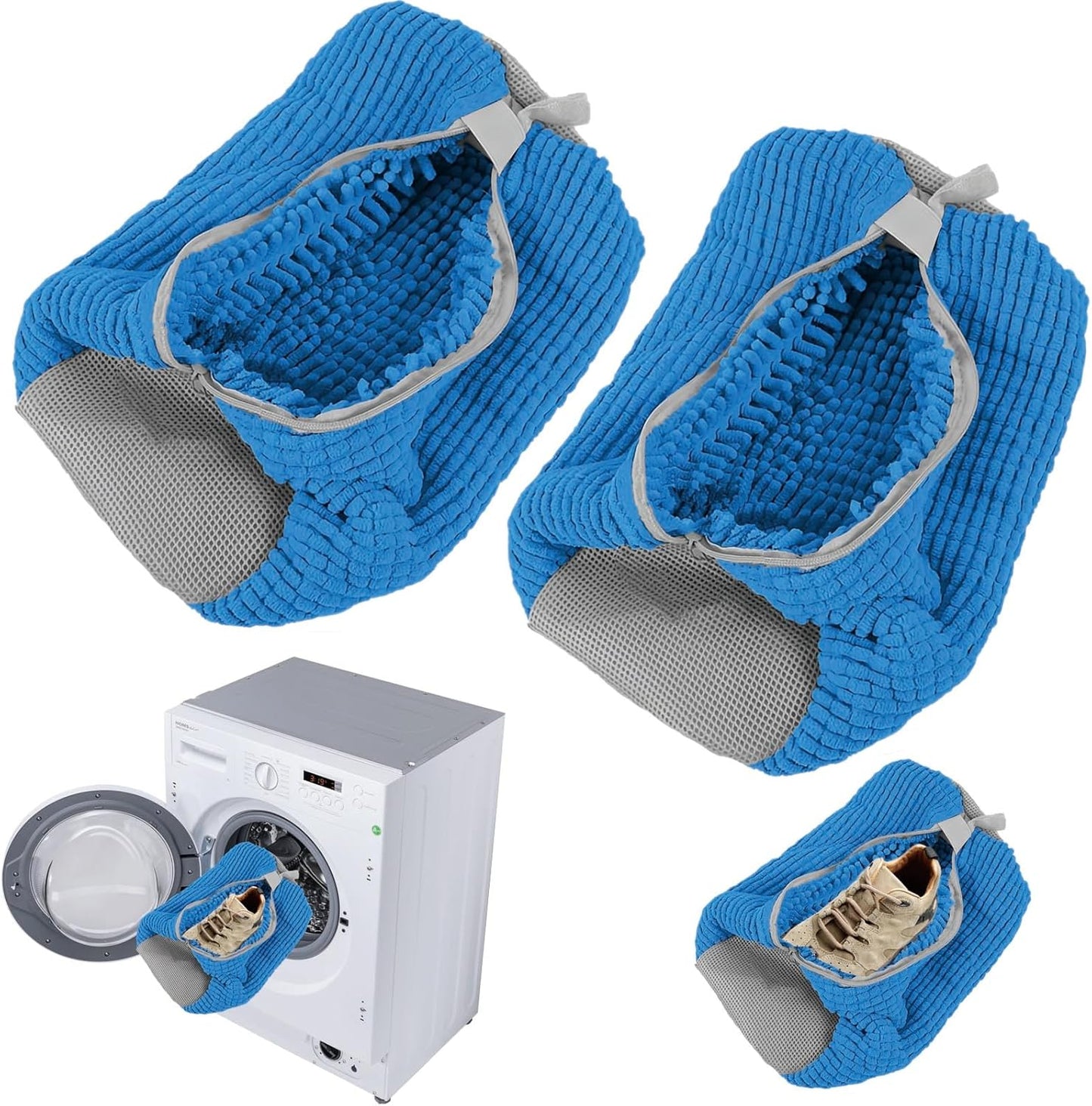 Reusable Shoe Washing Bag - Fit All Sizes! (2 Pack, Blue)