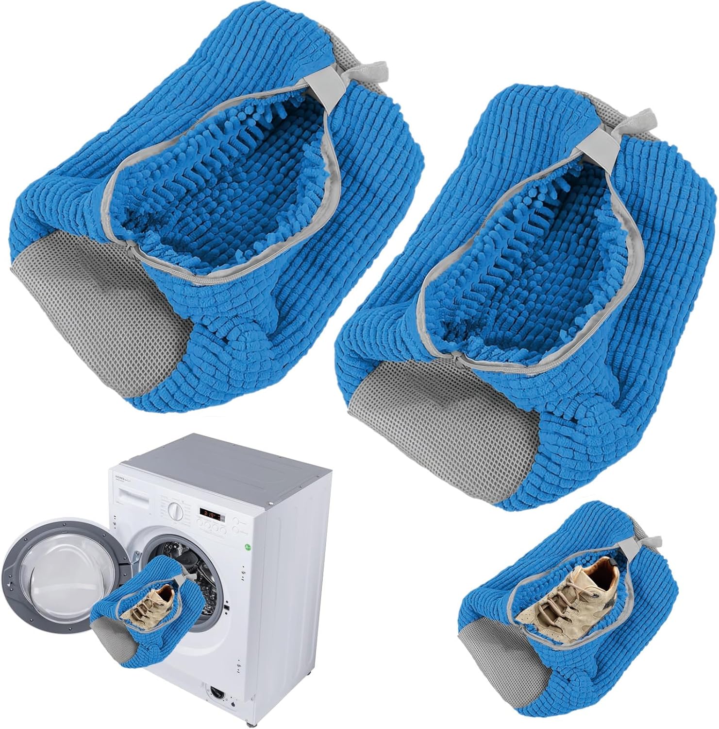Reusable Shoe Washing Bag - Fit All Sizes! (2 Pack, Blue)