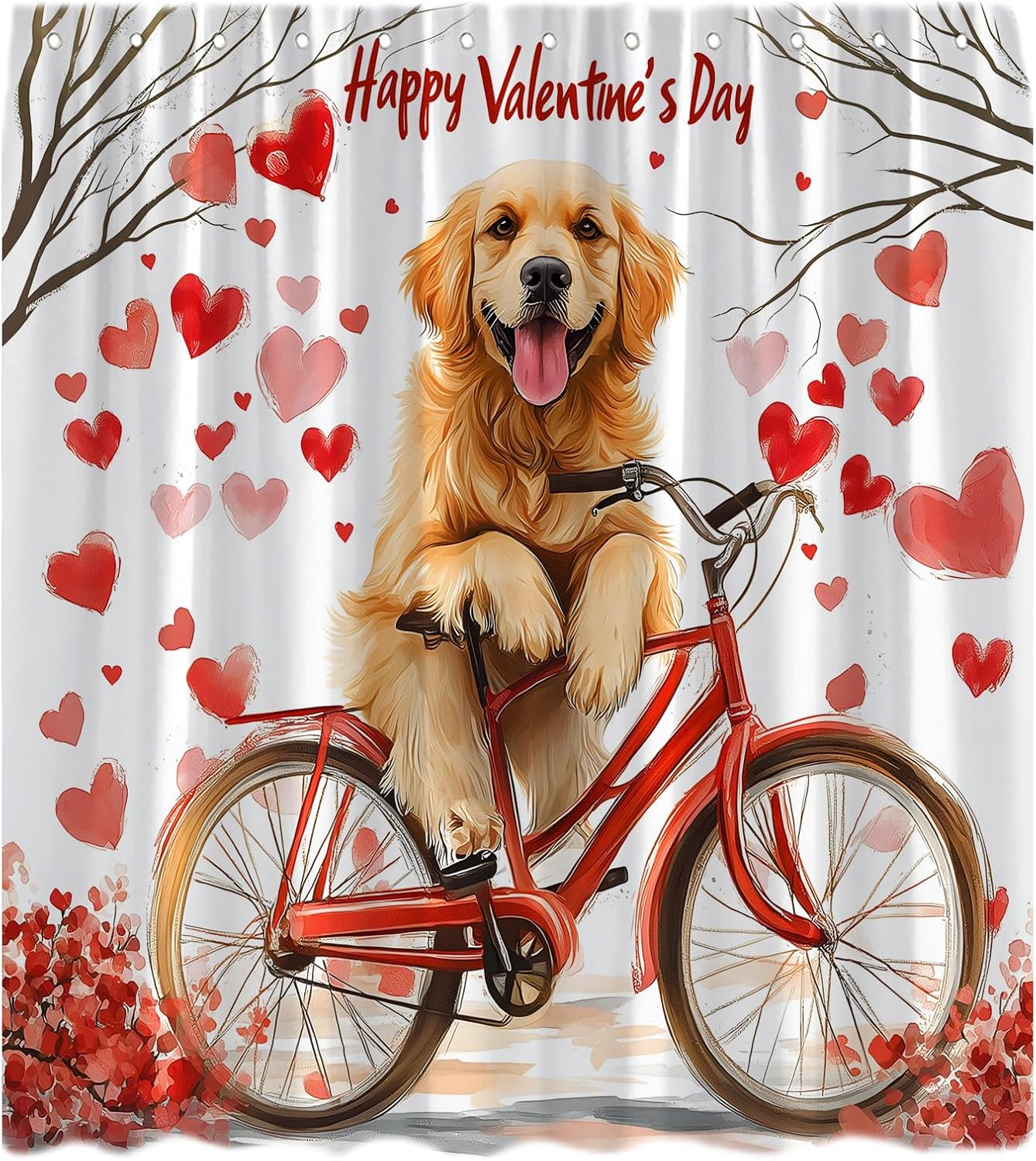Romantic Red Dog Love Shower Curtain