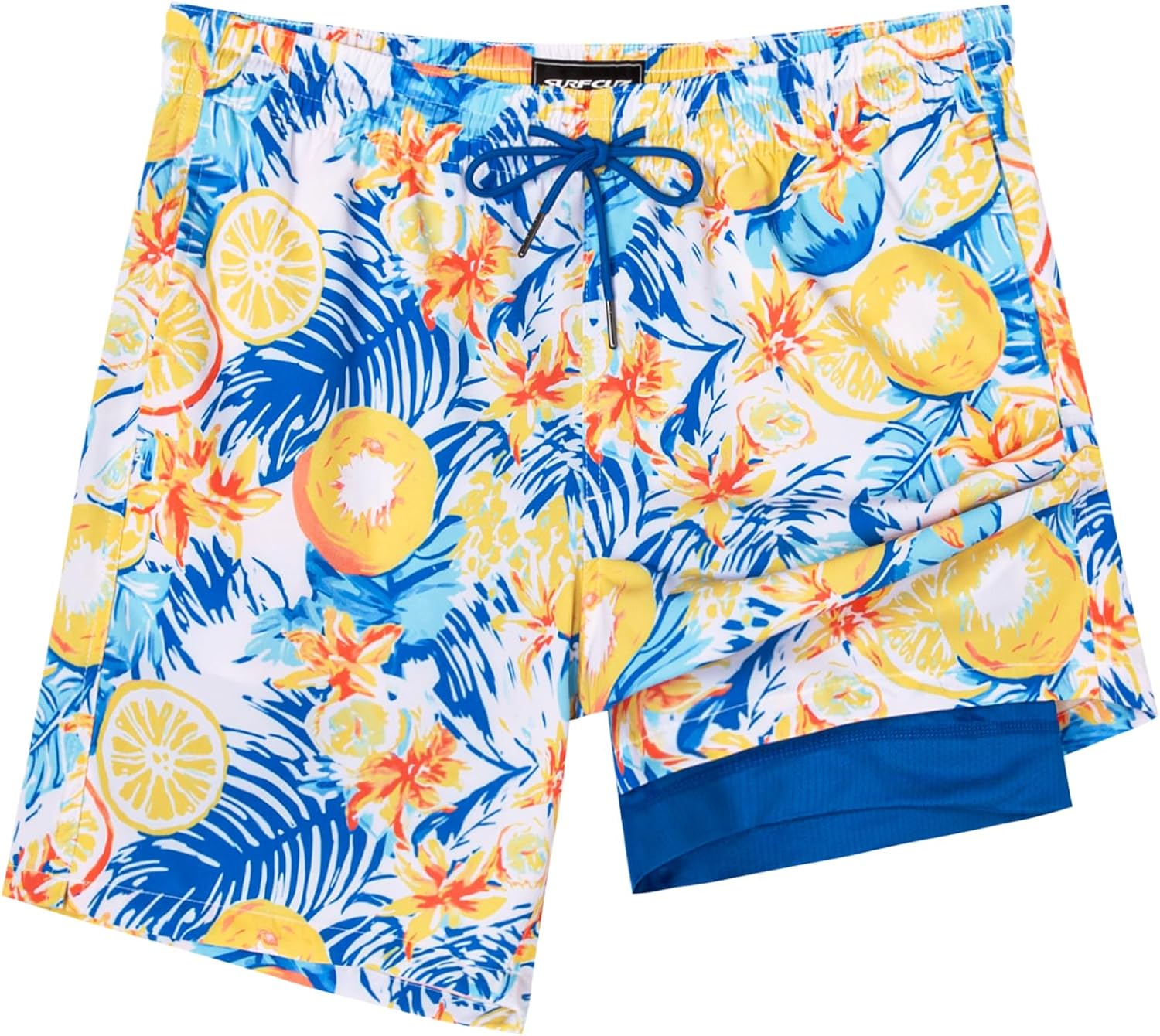 Quick Dry 7 Inch Mens Swim Trunks with Compression Liner
