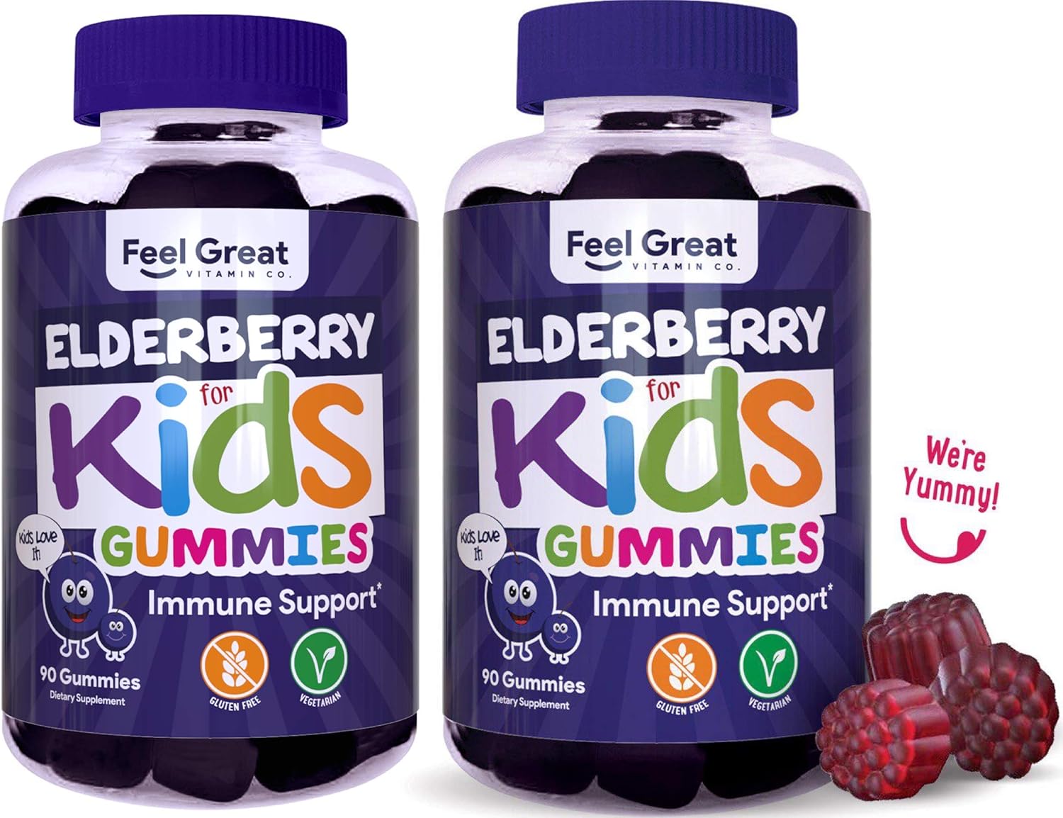 Feel Great Kids Elderberry Gummies for Immune Support and Health